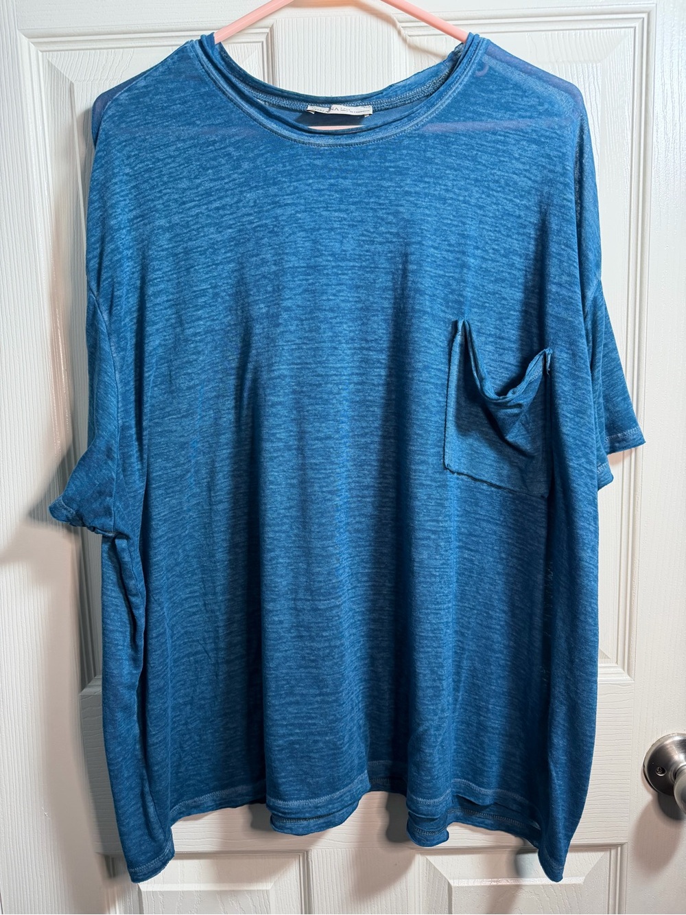 NWOT Women’s Zenana Oversized Pocket Tee in Tealish blue, size L/XL